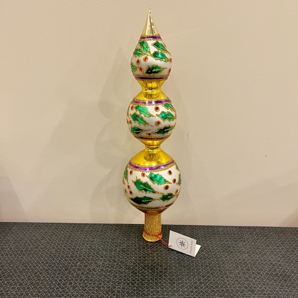 Christopher Radko Retired Vintage Extremely Rare HOLLY RIBBONS FINIAL 1993